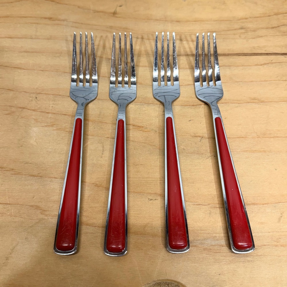 Fiesta Scarlet Red Stainless Steel Dinner Forks Set of 4 Homer Laughlin‎